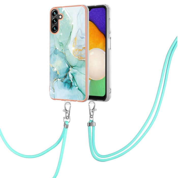 Electroplating Marble Dual-side IMD Phone Case with Lanyard