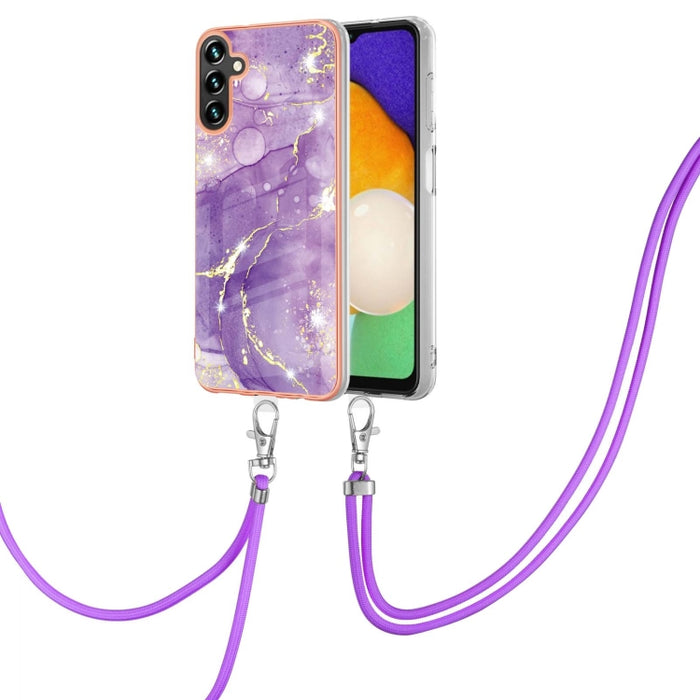 Electroplating Marble Dual-side IMD Phone Case with Lanyard