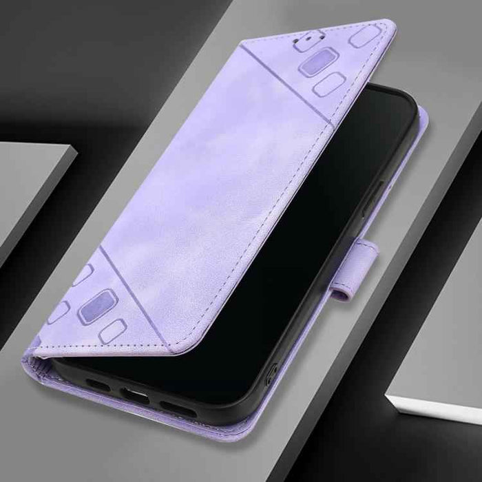 For iPhone 17 Pro Max Skin-feel Embossed Leather Phone Case(Light Purple)