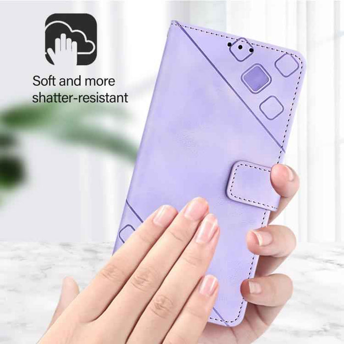 For iPhone 17 Pro Max Skin-feel Embossed Leather Phone Case(Light Purple)