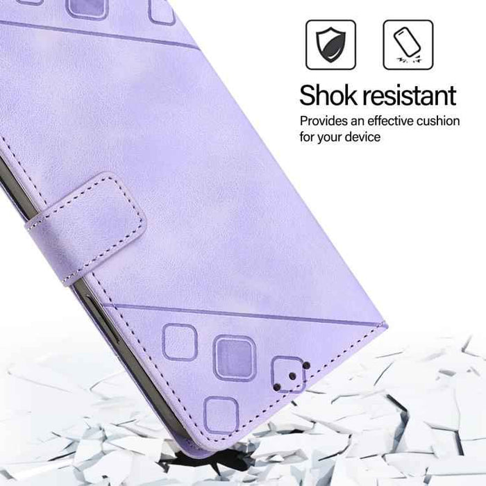 For iPhone 17 Pro Max Skin-feel Embossed Leather Phone Case(Light Purple)