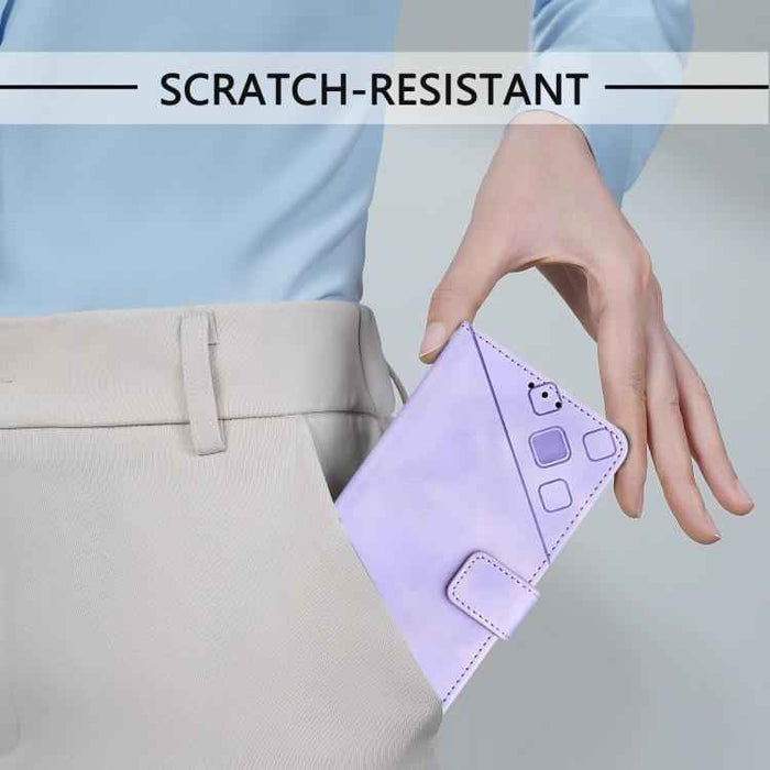 For iPhone 17 Pro Max Skin-feel Embossed Leather Phone Case(Light Purple)