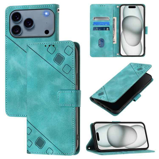For iPhone 17 Pro Max Skin-feel Embossed Leather Phone Case(Green)