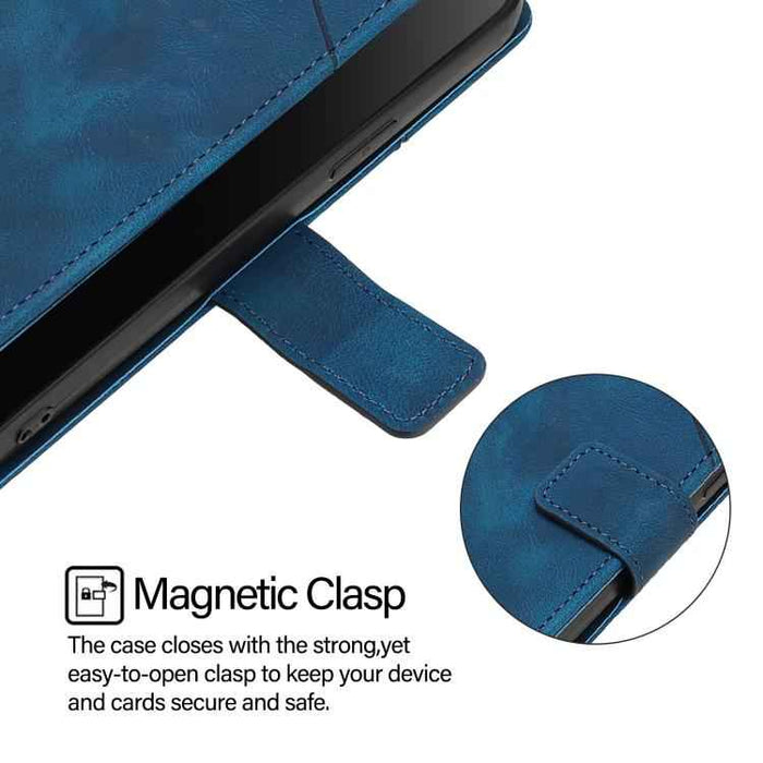 For iPhone 17 Pro Max Skin-feel Embossed Leather Phone Case(Blue)