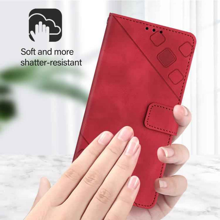 For iPhone 17 Pro Max Skin-feel Embossed Leather Phone Case(Red)