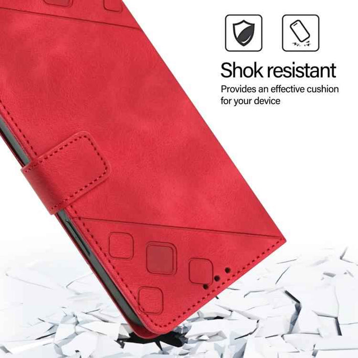 For iPhone 17 Pro Max Skin-feel Embossed Leather Phone Case(Red)