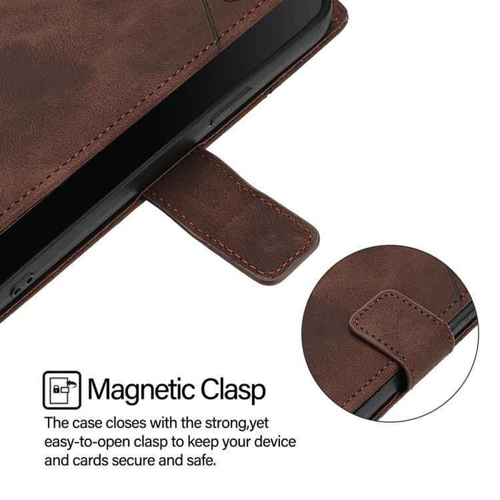 For iPhone 17 Pro Max Skin-feel Embossed Leather Phone Case(Brown)