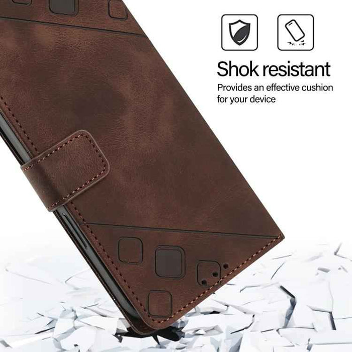 For iPhone 17 Pro Max Skin-feel Embossed Leather Phone Case(Brown)