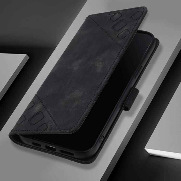 For iPhone 17 Pro Max Skin-feel Embossed Leather Phone Case(Black)
