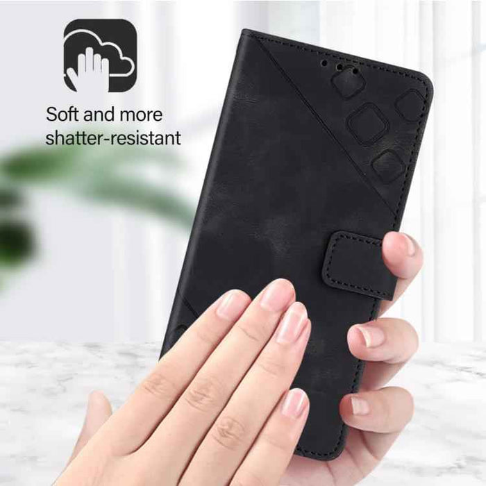 For iPhone 17 Pro Max Skin-feel Embossed Leather Phone Case(Black)