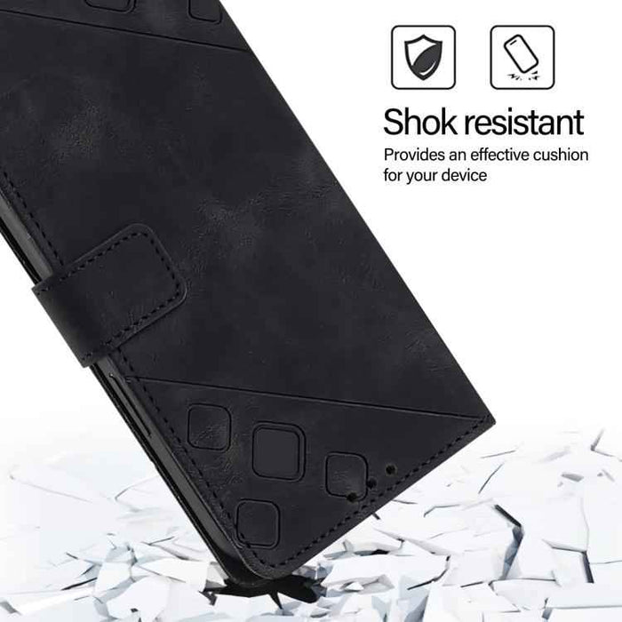 For iPhone 17 Pro Max Skin-feel Embossed Leather Phone Case(Black)