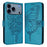For iPhone 17 Pro Embossed Butterfly Leather Phone Case(Blue)