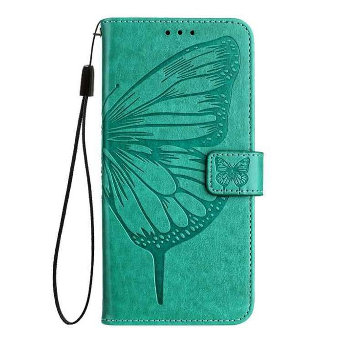 For iPhone 17 Pro Embossed Butterfly Leather Phone Case(Green)