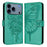 For iPhone 17 Pro Embossed Butterfly Leather Phone Case(Green)