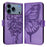 For iPhone 17 Pro Embossed Butterfly Leather Phone Case(Light Purple)