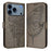 For iPhone 17 Pro Embossed Butterfly Leather Phone Case(Grey)