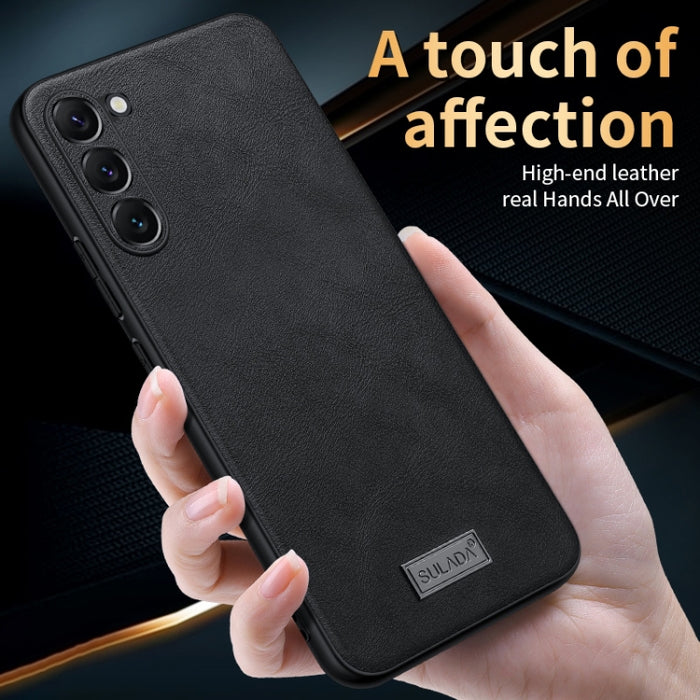 SULADA Shockproof TPU Hybrid Handmade Leather Phone Case, For Samsung Galaxy S23 5G