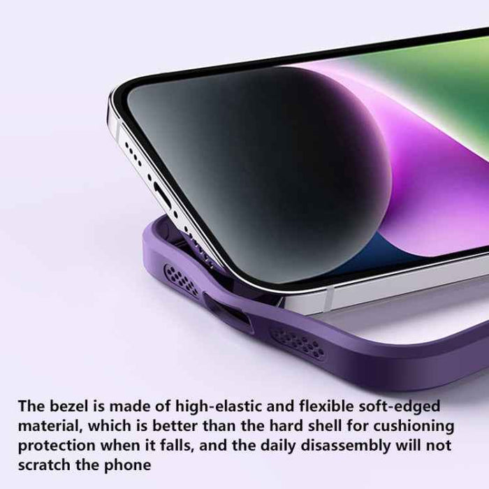 For iPhone 15 Skin Feel MagSafe Shockproof Phone Case with Holder(Purple)