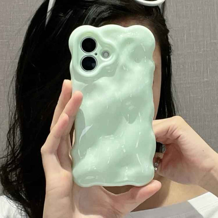 For iPhone 15 Wave Bubbles TPU Phone Case(Baby Green)