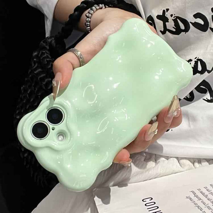 For iPhone 15 Wave Bubbles TPU Phone Case(Baby Green)