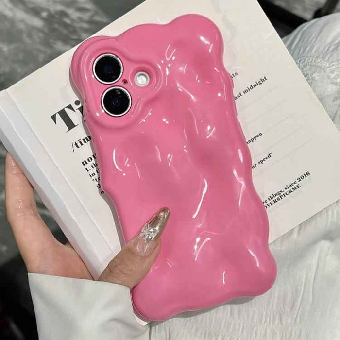For iPhone 15 Wave Bubbles TPU Phone Case(Baby Rose Red)