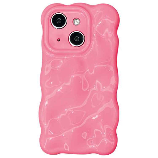 For iPhone 15 Wave Bubbles TPU Phone Case(Baby Rose Red)