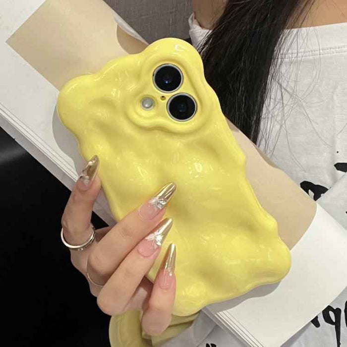 For iPhone 15 Wave Bubbles TPU Phone Case(Baby Yellow)