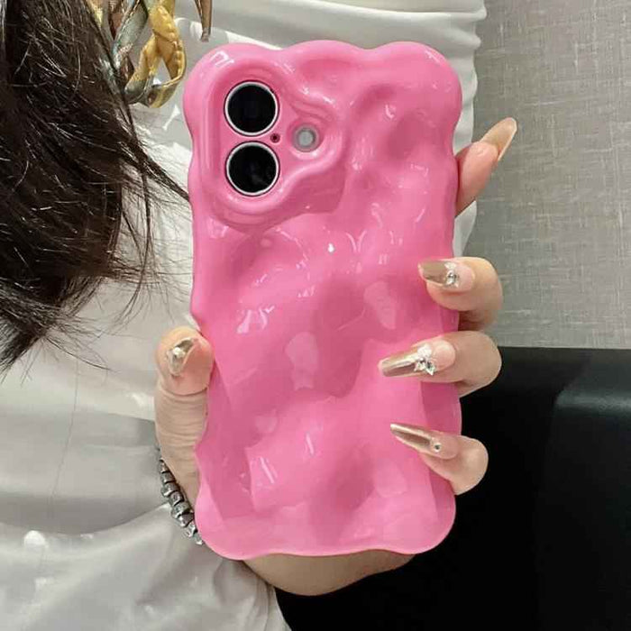 For iPhone 16 Pro Wave Bubbles TPU Phone Case(Baby Rose Red)