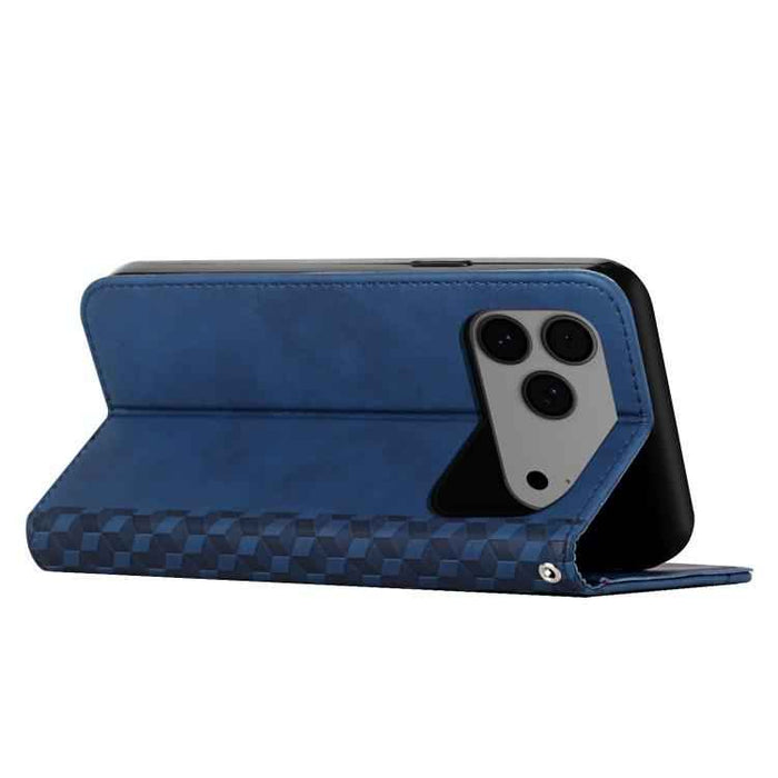 For iPhone 17 Pro Max Diamond Splicing Skin Feel Magnetic Leather Phone Case(Blue)