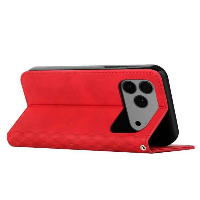 For iPhone 17 Pro Max Diamond Splicing Skin Feel Magnetic Leather Phone Case(Red)