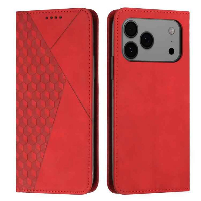 For iPhone 17 Pro Max Diamond Splicing Skin Feel Magnetic Leather Phone Case(Red)