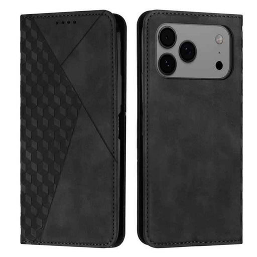 For iPhone 17 Pro Max Diamond Splicing Skin Feel Magnetic Leather Phone Case(Black)