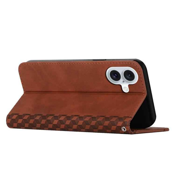 For iPhone 17 Diamond Splicing Skin Feel Magnetic Leather Phone Case(Brown)