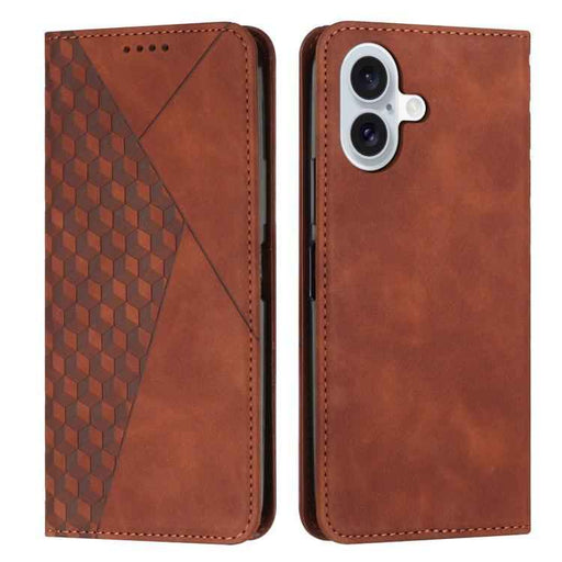 For iPhone 17 Diamond Splicing Skin Feel Magnetic Leather Phone Case(Brown)