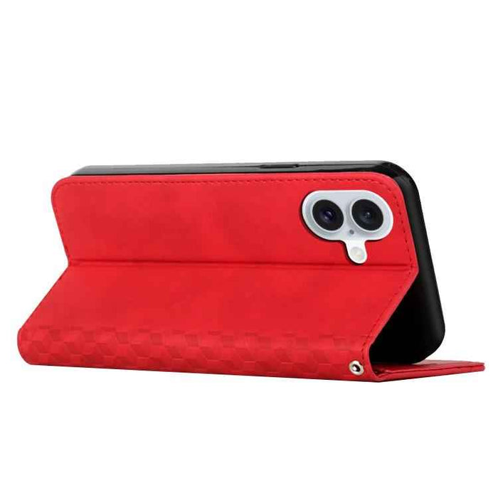 For iPhone 17 Diamond Splicing Skin Feel Magnetic Leather Phone Case(Red)
