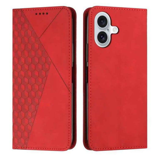 For iPhone 17 Diamond Splicing Skin Feel Magnetic Leather Phone Case(Red)