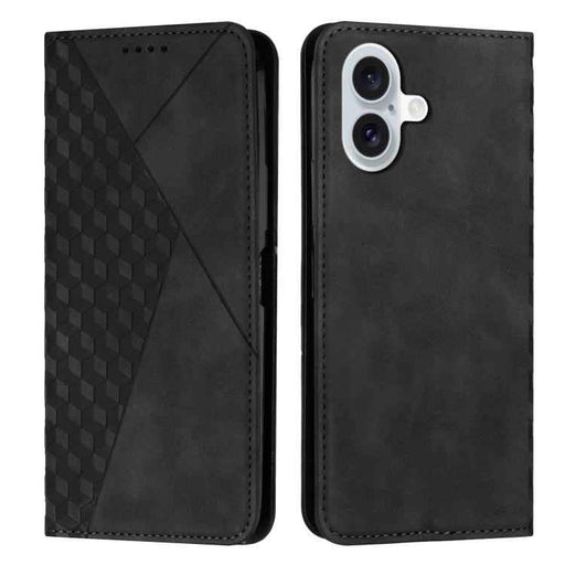 For iPhone 17 Diamond Splicing Skin Feel Magnetic Leather Phone Case(Black)