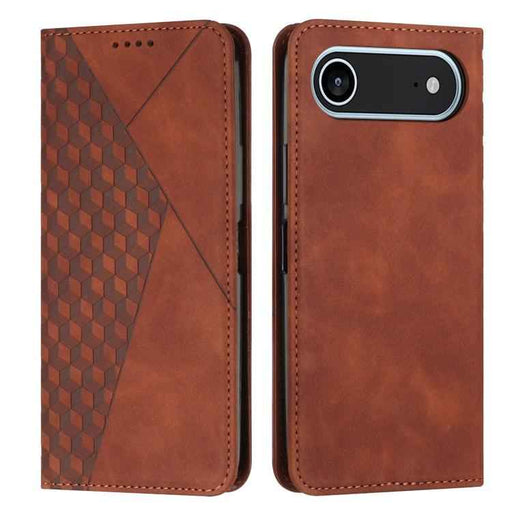 For iPhone 17 Air Diamond Splicing Skin Feel Magnetic Leather Phone Case(Brown)