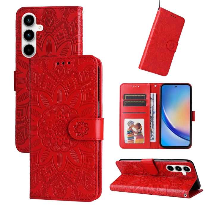 Embossed Sunflower Leather Phone Case, For Samsung Galaxy M55 5G, For Samsung Galaxy M15 5G / F15 5G, For Samsung Galaxy A55, For Samsung Galaxy A35, For Samsung Galaxy S24 Ultra, For Samsung Galaxy S24+, For Samsung Galaxy S24, For Samsung Galaxy A15�...