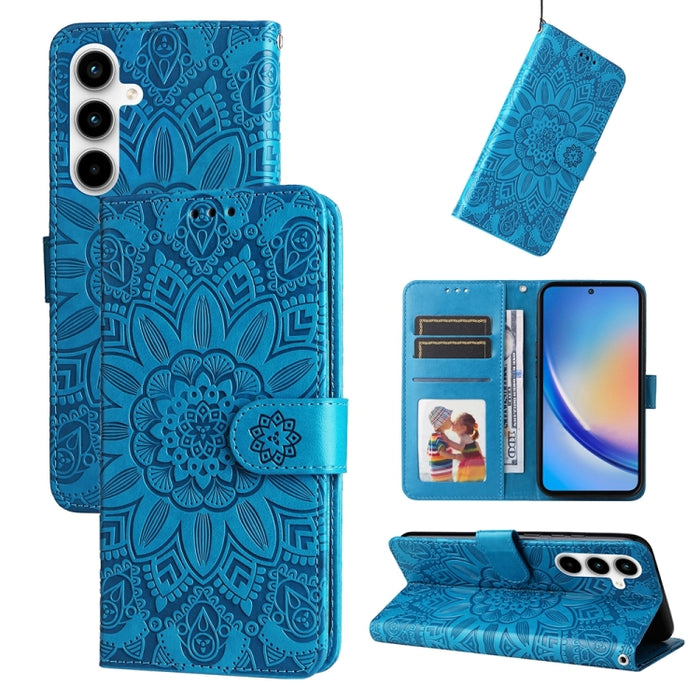 Embossed Sunflower Leather Phone Case, For Samsung Galaxy M55 5G, For Samsung Galaxy M15 5G / F15 5G, For Samsung Galaxy A55, For Samsung Galaxy A35, For Samsung Galaxy S24 Ultra, For Samsung Galaxy S24+, For Samsung Galaxy S24, For Samsung Galaxy A15�...