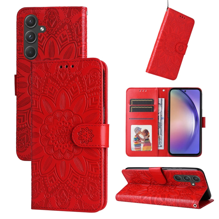 Embossed Sunflower Leather Phone Case, For Samsung Galaxy M55 5G, For Samsung Galaxy M15 5G / F15 5G, For Samsung Galaxy A55, For Samsung Galaxy A35, For Samsung Galaxy S24 Ultra, For Samsung Galaxy S24+, For Samsung Galaxy S24, For Samsung Galaxy A15�...