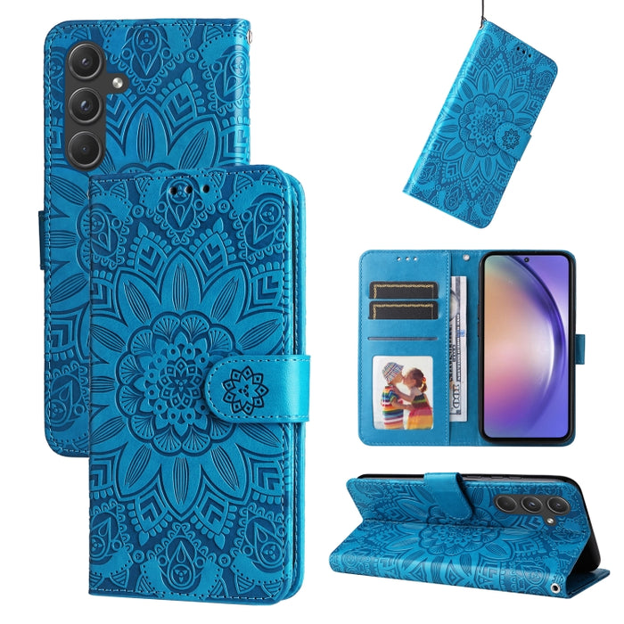 Embossed Sunflower Leather Phone Case, For Samsung Galaxy M55 5G, For Samsung Galaxy M15 5G / F15 5G, For Samsung Galaxy A55, For Samsung Galaxy A35, For Samsung Galaxy S24 Ultra, For Samsung Galaxy S24+, For Samsung Galaxy S24, For Samsung Galaxy A15�...