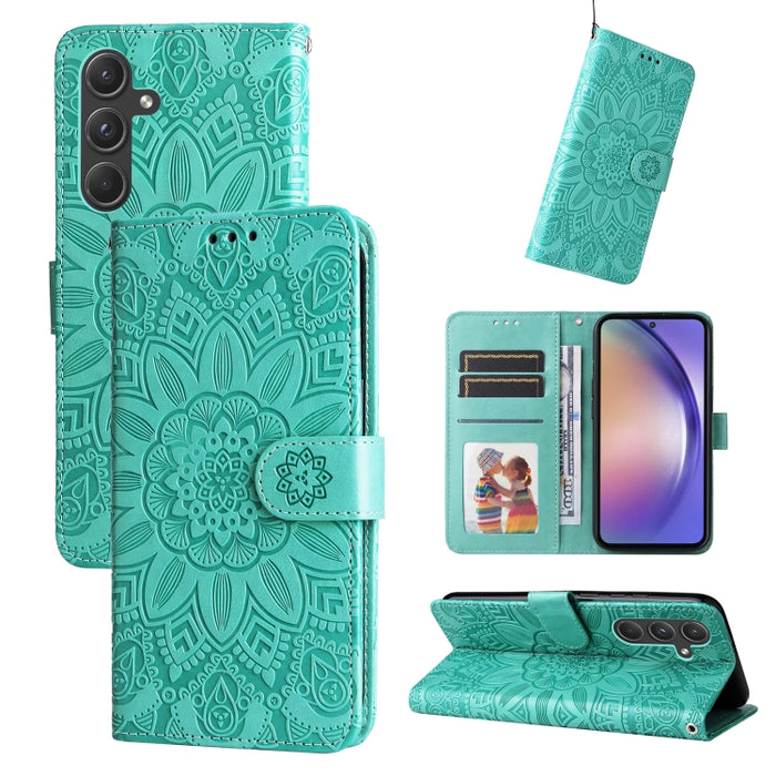 Embossed Sunflower Leather Phone Case, For Samsung Galaxy M55 5G, For Samsung Galaxy M15 5G / F15 5G, For Samsung Galaxy A55, For Samsung Galaxy A35, For Samsung Galaxy S24 Ultra, For Samsung Galaxy S24+, For Samsung Galaxy S24, For Samsung Galaxy A15�...