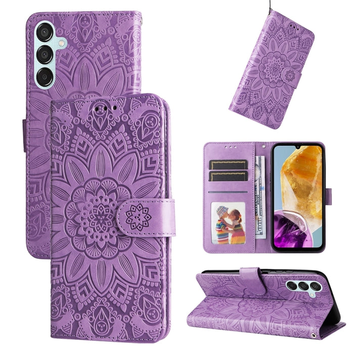 Embossed Sunflower Leather Phone Case, For Samsung Galaxy M55 5G, For Samsung Galaxy M15 5G / F15 5G, For Samsung Galaxy A55, For Samsung Galaxy A35, For Samsung Galaxy S24 Ultra, For Samsung Galaxy S24+, For Samsung Galaxy S24, For Samsung Galaxy A15�...
