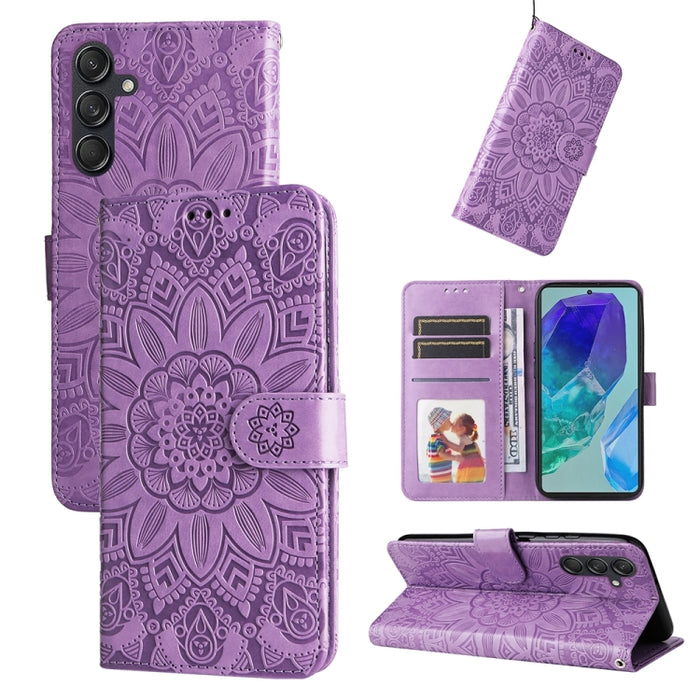 Embossed Sunflower Leather Phone Case, For Samsung Galaxy M55 5G, For Samsung Galaxy M15 5G / F15 5G, For Samsung Galaxy A55, For Samsung Galaxy A35, For Samsung Galaxy S24 Ultra, For Samsung Galaxy S24+, For Samsung Galaxy S24, For Samsung Galaxy A15�...