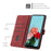 For iPhone 17 Pro Max Skin Feel Stripe Pattern Leather Phone Case with Lanyard(Red)