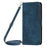 For iPhone 17 Pro Max Skin Feel Stripe Pattern Leather Phone Case with Lanyard(Blue)