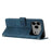 For iPhone 17 Pro Max Skin Feel Stripe Pattern Leather Phone Case with Lanyard(Blue)