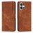 For iPhone 17 Skin Feel Stripe Pattern Leather Phone Case with Lanyard(Brown)