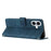 For iPhone 17 Skin Feel Stripe Pattern Leather Phone Case with Lanyard(Blue)